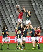 14 July 2021; Maro Itoje of the British & Irish Lions wins possession in a lineout during the British and Irish Lions Tour match between South Africa ‘A’ and The British & Irish Lions at Cape Town Stadium in Cape Town, South Africa. Photo by Ashley Vlotman/Sportsfile
