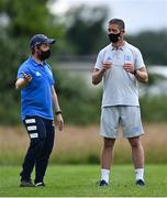 14 July 2021; Head coach Michael Bolger, left, and coach Damien McCabe during a Leinster U18 Clubs training session at Cill Dara RFC in Kildare. Photo by Piaras Ó Mídheach/Sportsfile