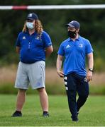 14 July 2021; Head coach Michael Bolger, right, and assistant forwards coach Paudie Mahon during a Leinster U18 Clubs training session at Cill Dara RFC in Kildare. Photo by Piaras Ó Mídheach/Sportsfile