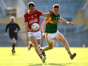 15 July 2021; Evan Cooke of Cork in action against Darragh Lyne of Kerry during the EirGrid Munster GAA Football U20 Championship Semi-Final match between Kerry and Cork at Páirc Uí Chaoimh in Cork. Photo by Matt Browne/Sportsfile