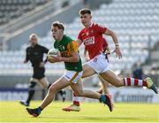15 July 2021; Colm Moriarty of Kerry in action against Conor Corbett of Cork during the EirGrid Munster GAA Football U20 Championship Semi-Final match between Kerry and Cork at Páirc Uí Chaoimh in Cork. Photo by Matt Browne/Sportsfile