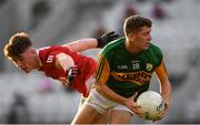 15 July 2021; Jack Kennelly of Kerry in action against Colm O'Donovan of Cork during the EirGrid Munster GAA Football U20 Championship Semi-Final match between Kerry and Cork at Páirc Uí Chaoimh in Cork. Photo by Matt Browne/Sportsfile
