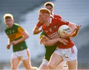 15 July 2021; Jack Cahalane of Cork in action against Ruaidhri O Beaglaoich of Kerry during the EirGrid Munster GAA Football U20 Championship Semi-Final match between Kerry and Cork at Páirc Uí Chaoimh in Cork. Photo by Matt Browne/Sportsfile