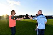 15 July 2021; Dublin manager Tom Gray, right, and Meath manager Barry Callaghan bump fists after the EirGrid Leinster GAA Football U20 Championship Semi-Final match between Meath and Dublin at Páirc Tailteann in Navan, Meath. Photo by Sam Barnes/Sportsfile