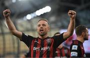 15 July 2021; Keith Ward of Bohemians celebrates after his side's victory over Stjarnan in their UEFA Europa Conference League first qualifying round second leg match at the Aviva Stadium in Dublin. Photo by Seb Daly/Sportsfile