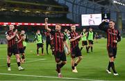 15 July 2021; Keith Ward of Bohemians and team-mates applaud fans after the UEFA Europa Conference League first qualifying round second leg match between Bohemians and Stjarnan at the Aviva Stadium in Dublin. Photo by Harry Murphy/Sportsfile