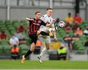 15 July 2021; Liam Burt of Bohemians in action against Heidar Aegisson of Stjarnan during the UEFA Europa Conference League first qualifying round second leg match between Bohemians and Stjarnan at the Aviva Stadium in Dublin. Photo by Seb Daly/Sportsfile
