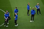 15 July 2021; Stjarnan players before the UEFA Europa Conference League first qualifying round second leg match between Bohemians and Stjarnan at the Aviva Stadium in Dublin. Photo by Ben McShane/Sportsfile