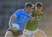 15 July 2021; Luke Swan of Dublin in action against Harry O'Higgins of Meath during the EirGrid Leinster GAA Football U20 Championship Semi-Final match between Meath and Dublin at Páirc Tailteann in Navan, Meath. Photo by Sam Barnes/Sportsfile