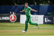 16 July 2021; Josh Little of Ireland celebrates after claiming the wicket of South Africa's Andile Phehlukwayo during the 3rd Dafanews Cup Series One Day International match between Ireland and South Africa at The Village in Malahide, Dublin. Photo by Seb Daly/Sportsfile