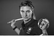 23 June 2021; (EDITOR'S NOTE; Image has been converted to black & white) Modern Pentathlete Natalya Coyle during a Tokyo 2020 Team Ireland Announcement for Modern Pentathlon at the Sport Ireland Campus in Dublin. Photo by Brendan Moran/Sportsfile