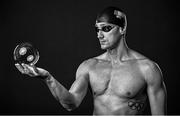 7 July 2021; (EDITOR'S NOTE; Image has been converted to black & white) Swimmer Shane Ryan during a Tokyo Team Ireland Announcement for Swimming at the Sport Ireland Institute at the Sport Ireland Campus in Dublin. Photo by Seb Daly/Sportsfile