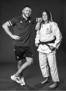 14 July 2021; (EDITOR'S NOTE; Image has been converted to black & white) Judoka and brother and sister Ben and Megan Fletcher during a Tokyo 2020 Team Ireland Announcement for Judo at the Sport Ireland Institute at the Sports Ireland Campus in Dublin. Photo by Harry Murphy/Sportsfile