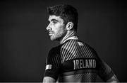 8 July 2021; (EDITOR'S NOTE; Image has been converted to black & white) Track cyclist Felix English during a Tokyo 2020 Team Ireland Announcement for Cycling at Sport Ireland Campus in Dublin. Photo by David Fitzgerald/Sportsfile