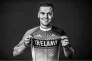 8 July 2021; (EDITOR'S NOTE; Image has been converted to black & white) Track cyclist Mark Downey during a Tokyo 2020 Team Ireland Announcement for Cycling at Sport Ireland Campus in Dublin. Photo by David Fitzgerald/Sportsfile