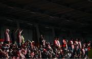 16 July 2021; Derry supporters during the SSE Airtricity League Premier Division match between Derry City and Shamrock Rovers at the Ryan McBride Brandywell Stadium in Derry. Photo by David Fitzgerald/Sportsfile