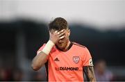 16 July 2021; Derry City goalkeeper Nathan Gartside following the SSE Airtricity League Premier Division match between Derry City and Shamrock Rovers at the Ryan McBride Brandywell Stadium in Derry. Photo by David Fitzgerald/Sportsfile