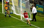 14 July 2021; Ross O’Sullivan of Cork celebrates after scoring his side's fifth goal during the 2021 Electric Ireland Munster GAA Hurling Minor Championship Quarter-Final match between Clare and Cork at Semple Stadium in Thurles, Tipperary. Photo by Eóin Noonan/Sportsfile