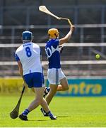 17 July 2021; Paddy Purcell of Laois breaks his hurl blocking a shot from Austin Gleeson of Waterford during the GAA Hurling All-Ireland Senior Championship Round 1 match between Laois and Waterford at UPMC Nowlan Park in Kilkenny. Photo by Harry Murphy/Sportsfile
