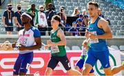 17 July 2021; Robert McDonnell, centre, of Ireland competing in the semi-final of the men's 200 metres  during day three of the European Athletics U20 Championships at the Kadriorg Stadium in Tallinn, Estonia. Photo by Marko Mumm/Sportsfile