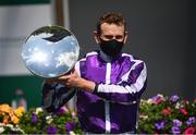 17 July 2021; Jockey Ryan Moore after winning the Juddmonte Irish Oaks on Snowfall at The Curragh Racecourse in Kildare. Photo by David Fitzgerald/Sportsfile