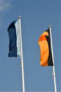 17 July 2021; The Dublin, left, and Kilkenny flags flutter in the wind before the Leinster GAA Senior Hurling Championship Final match between Dublin and Kilkenny at Croke Park in Dublin. Photo by Ray McManus/Sportsfile