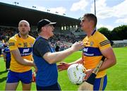 17 July 2021; Clare manager Brian Lohan with Conor Cleary after their side's victory in the GAA Hurling All-Ireland Senior Championship Round 1 match between Clare and Wexford at Semple Stadium in Thurles, Tipperary. Photo by Piaras Ó Mídheach/Sportsfile