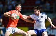 17 July 2021; Connaire Mackin of Armagh in action against Karl O'Connell of Monaghan during the Ulster GAA Football Senior Championship Semi-Final match between Armagh and Monaghan at Páirc Esler in Newry, Down. Photo by Sam Barnes/Sportsfile