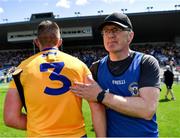 17 July 2021; Clare manager Brian Lohan with Conor Cleary after their side's victory in the GAA Hurling All-Ireland Senior Championship Round 1 match between Clare and Wexford at Semple Stadium in Thurles, Tipperary. Photo by Piaras Ó Mídheach/Sportsfile