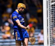 17 July 2021; Clare goalkeeper Eibhear Quilligan celebrates his side's first goal, scored by team-mate Cathal Malone, during the GAA Hurling All-Ireland Senior Championship Round 1 match between Clare and Wexford at Semple Stadium in Thurles, Tipperary. Photo by Piaras Ó Mídheach/Sportsfile