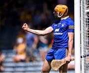 17 July 2021; Clare goalkeeper Eibhear Quilligan celebrates his side's first goal, scored by team-mate Cathal Malone, during the GAA Hurling All-Ireland Senior Championship Round 1 match between Clare and Wexford at Semple Stadium in Thurles, Tipperary. Photo by Piaras Ó Mídheach/Sportsfile