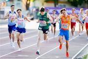 17 July 2021; Cian McPhillips of Ireland on his way to finishing first in the Men’s 1500 Metre Final during day three of the European Athletics U20 Championships at the Kadriorg Stadium in Tallinn, Estonia. Photo by Marko Mumm/Sportsfile