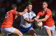 17 July 2021; Dessie Ward of Monaghan in action against Greg McCabe, left, and Connaire Mackin of Armagh during the Ulster GAA Football Senior Championship Semi-Final match between Armagh and Monaghan at Páirc Esler in Newry, Down. Photo by Sam Barnes/Sportsfile