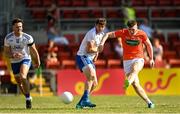 17 July 2021; Tiernan Kelly of Armagh scores his side's second goal during the Ulster GAA Football Senior Championship Semi-Final match between Armagh and Monaghan at Páirc Esler in Newry, Down. Photo by Ramsey Cardy/Sportsfile