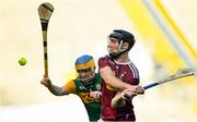 17 July 2021; Aonghus Clarke of Westmeath makes a clearence under preassure from Shane Nolan of Kerry during the Joe McDonagh Cup Final match between Westmeath and Kerry at Croke Park in Dublin. Photo by Eóin Noonan/Sportsfile