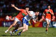 17 July 2021; Conor McManus of Monaghan in action against James Morgan of Armagh during the Ulster GAA Football Senior Championship Semi-Final match between Armagh and Monaghan at Páirc Esler in Newry, Down. Photo by Sam Barnes/Sportsfile