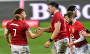 17 July 2021; Hamish Watson, left, congratulates team-mate Jack Conan of The British & Irish Lions after he scored his side's fourth try during the British and Irish Lions Tour match between DHL Stormers and The British & Irish Lions at Cape Town Stadium in Cape Town, South Africa. Photo by Ashley Vlotman/Sportsfile