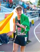 17 July 2021; Nicholas Griggs of Ireland after winning gold in the final of the men's 3000m during day three of the European Athletics U20 Championships at the Kadriorg Stadium in Tallinn, Estonia. Photo by Marko Mumm/Sportsfile