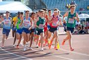 17 July 2021; Fionn Harrington, right, and Nicholas Griggs, centre, of Ireland competing in the final of the men's 3000m during day three of the European Athletics U20 Championships at the Kadriorg Stadium in Tallinn, Estonia. Photo by Marko Mumm/Sportsfile