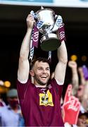17 July 2021; The Westmeath captain Cormac Boyle lifts the Joe McDonagh Cup after the match between Westmeath and Kerry at Croke Park in Dublin. Photo by Ray McManus/Sportsfile