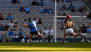 17 July 2021; Danny Sutcliffe of Dublin, under pressure from James Maher of Kilkenny, scores his side's third point during the Leinster GAA Senior Hurling Championship Final match between Dublin and Kilkenny at Croke Park in Dublin. Photo by Ray McManus/Sportsfile