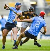 17 July 2021; Walter Walsh of Kilkenny breaks the tackle of Conor Burke, left, and Paddy Smyth of Dublin during the Leinster GAA Senior Hurling Championship Final match between Dublin and Kilkenny at Croke Park in Dublin. Photo by Eóin Noonan/Sportsfile