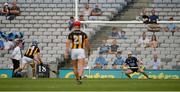 17 July 2021; TJ Reid of Kilkenny scores his side's first goal, a penalty, past Dublin goalkeeper Alan Nolan during the Leinster GAA Senior Hurling Championship Final match between Dublin and Kilkenny at Croke Park in Dublin. Photo by Stephen McCarthy/Sportsfile