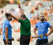 17 July 2021; Jake Malone of Dublin is shown a yellow card and sin binned by referee James Owens during the Leinster GAA Senior Hurling Championship Final match between Dublin and Kilkenny at Croke Park in Dublin. Photo by Eóin Noonan/Sportsfile