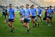 17 July 2021; Dublin players led by Rian McBride, 8, and Paul O'Dea leave the field after the Leinster GAA Senior Hurling Championship Final match between Dublin and Kilkenny at Croke Park in Dublin. Photo by Ray McManus/Sportsfile