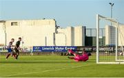 16 July 2021; Jack Lynch of Treaty United shoots to score his side's first goal during the SSE Airtricity League First Division match between Treaty United and UCD at Market's Field in Limerick. Photo by Michael P Ryan/Sportsfile