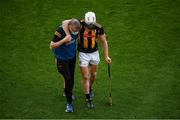 17 July 2021; Conor Browne of Kilkenny leaves the pitch assisted by Kilkenny doctor Tadhg Crowley during the Leinster GAA Senior Hurling Championship Final match between Dublin and Kilkenny at Croke Park in Dublin. Photo by Stephen McCarthy/Sportsfile
