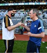 17 July 2021; The two managers Brian Cody, left, of Kilkenny and Dublin manager Mattie Kenny after the Leinster GAA Senior Hurling Championship Final match between Dublin and Kilkenny at Croke Park in Dublin. Photo by Ray McManus/Sportsfile