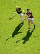 17 July 2021; Aonghus Clarke of Westmeath in action against Daniel Collins of Kerry during the Joe McDonagh Cup Final match between Westmeath and Kerry at Croke Park in Dublin. Photo by Stephen McCarthy/Sportsfile