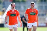 17 July 2021; Ryan Kennedy, left, and Greg McCabe of Armagh during the Ulster GAA Football Senior Championship Semi-Final match between Armagh and Monaghan at Páirc Esler in Newry, Down. Photo by Ramsey Cardy/Sportsfile
